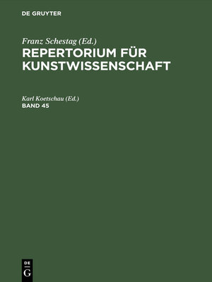 cover image of Repertorium für Kunstwissenschaft. Band 45